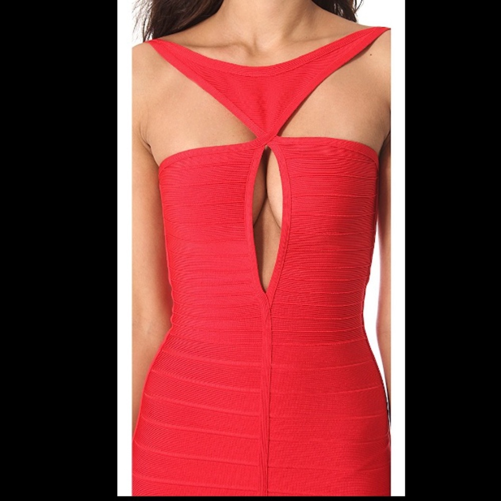 Herve Leger “Lola” Bandage Gown Coral Poppy Red M - Picture 1 of 4